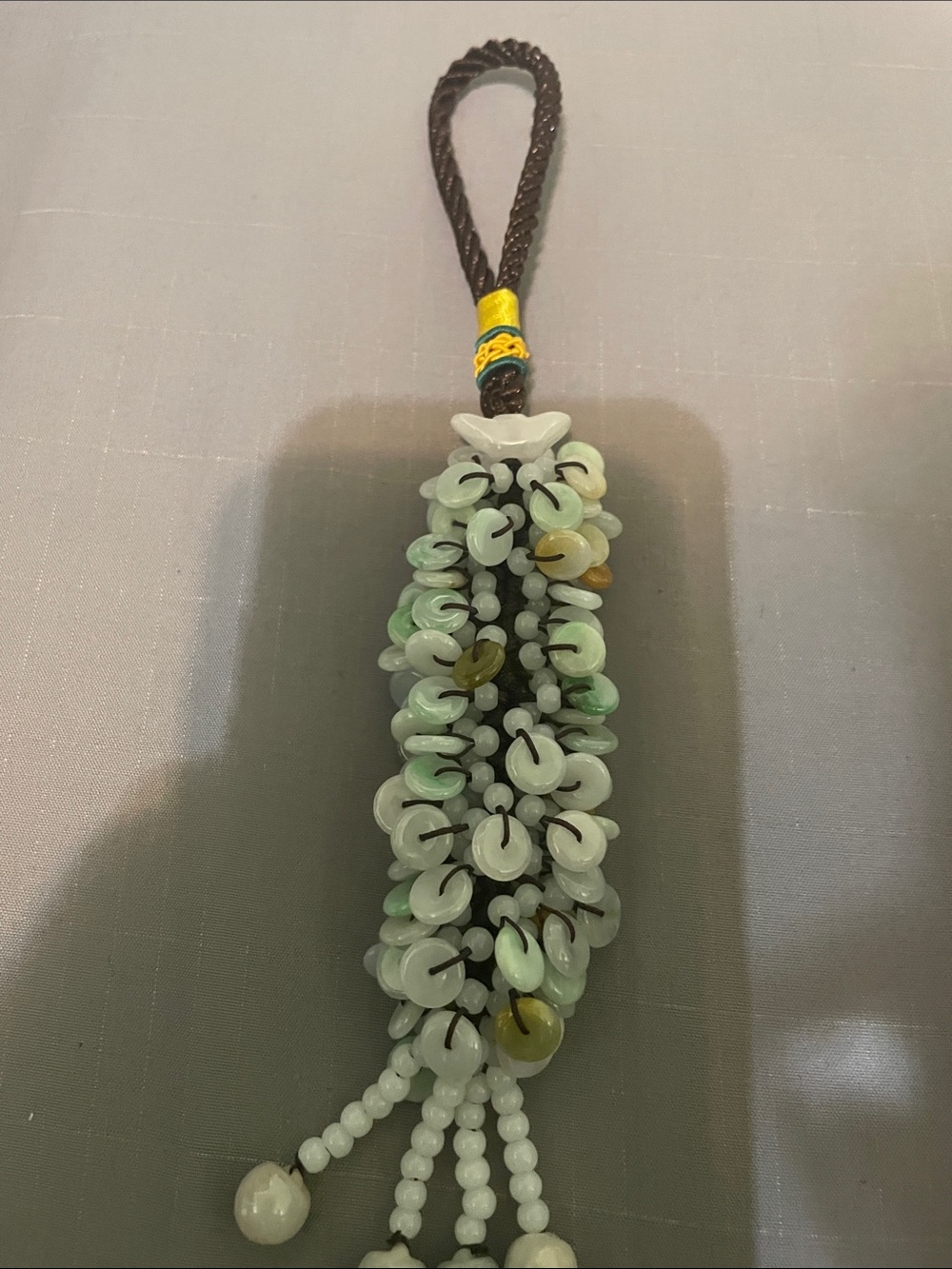Handcrafted Green Jade Bead Tassel Pendant Necklace